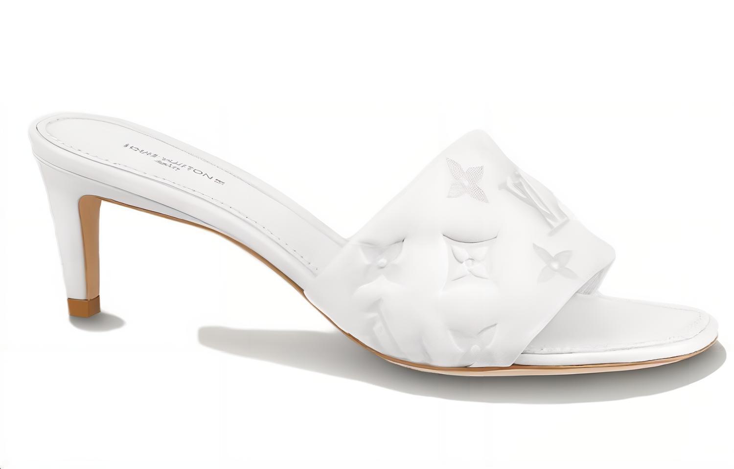 Order (W) Louis Vuitton Revival 'Selipar Tumit Tinggi Hujung Petak Kulit Putih' 1AAZH0