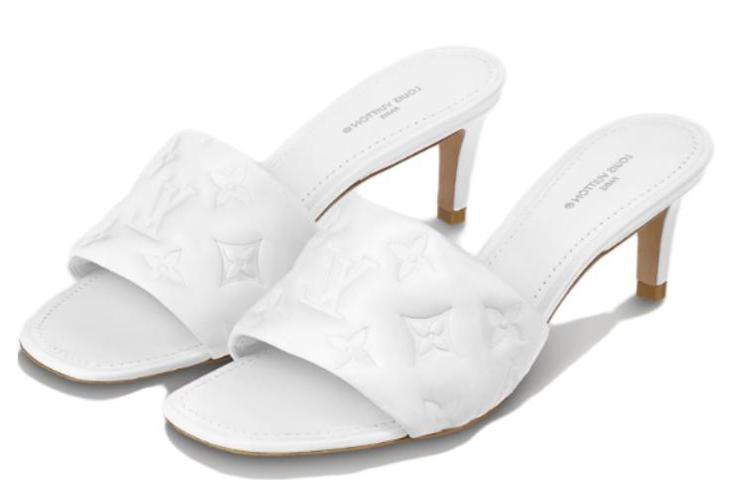 Lookbook (W) Louis Vuitton Revival 'Selipar Tumit Tinggi Hujung Petak Kulit Putih' 1AAZH0