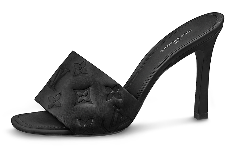 Buy (W) ルイ・ヴィトン リバイバルミュール 黒革スクエアトゥ 1AAZCS