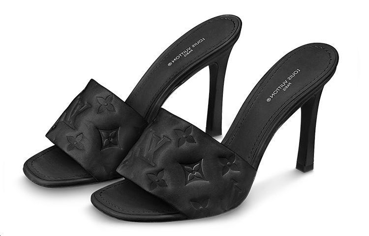 Shop (W) ルイ・ヴィトン リバイバルミュール 黒革スクエアトゥ 1AAZCS