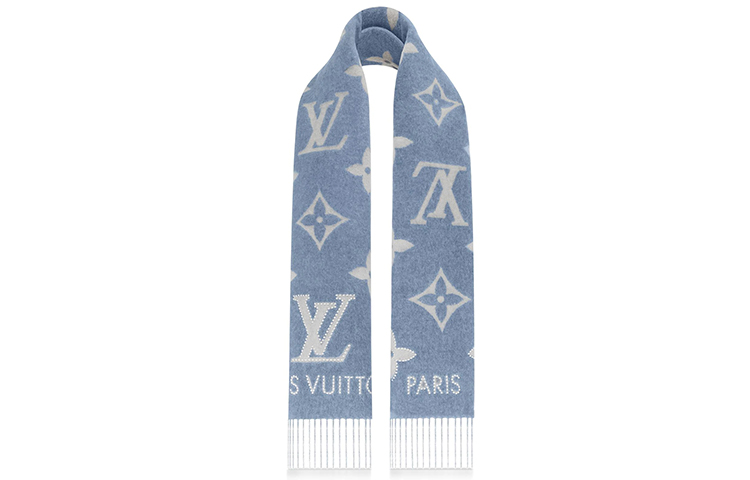 (Women) Louis Vuitton Reykjavik Cashmere Wool Scarf Blue Reversible M76076 圖 3