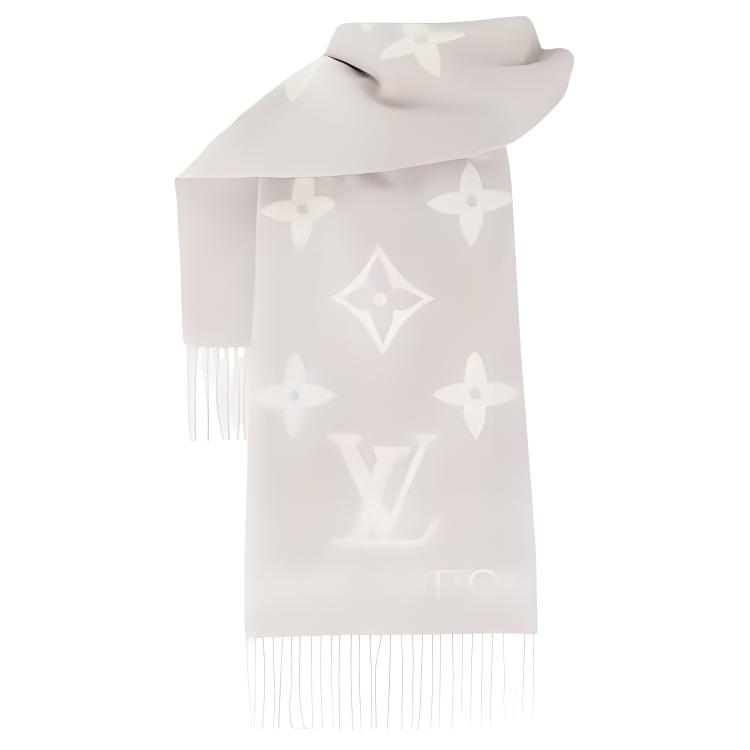 (Women) Louis Vuitton Reykjavik Logo Tassel Wool Scarf Grey Womens M78909