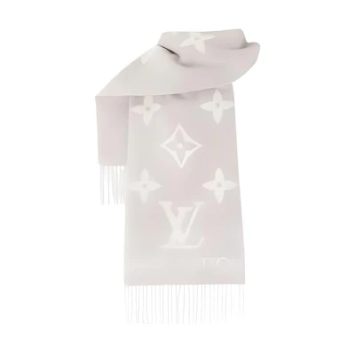 (Women) Louis Vuitton Reykjavik Logo Tassel Wool Scarf Grey Womens M78909