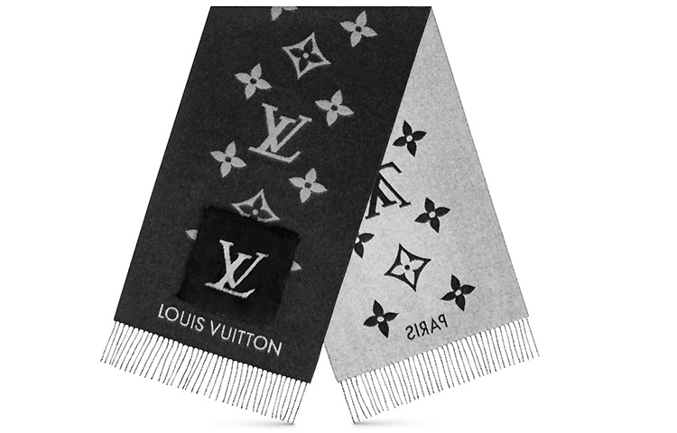 (Women) Louis Vuitton Reykjavik Reversible Wool Scarf Black for Women M74353