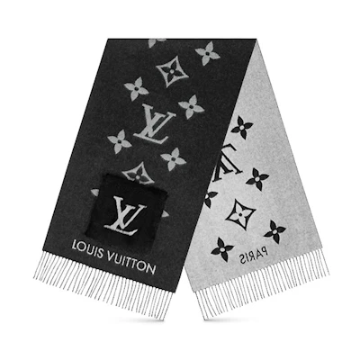 (Women) Louis Vuitton Reykjavik Reversible Wool Scarf Black for Women M74353