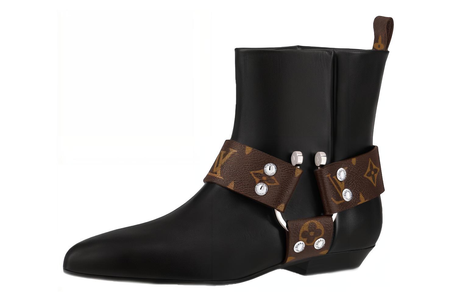 (Women) Louis Vuitton Rhapsody Ankle Boots 'Black with Monogram Belt' 1A5SSZ