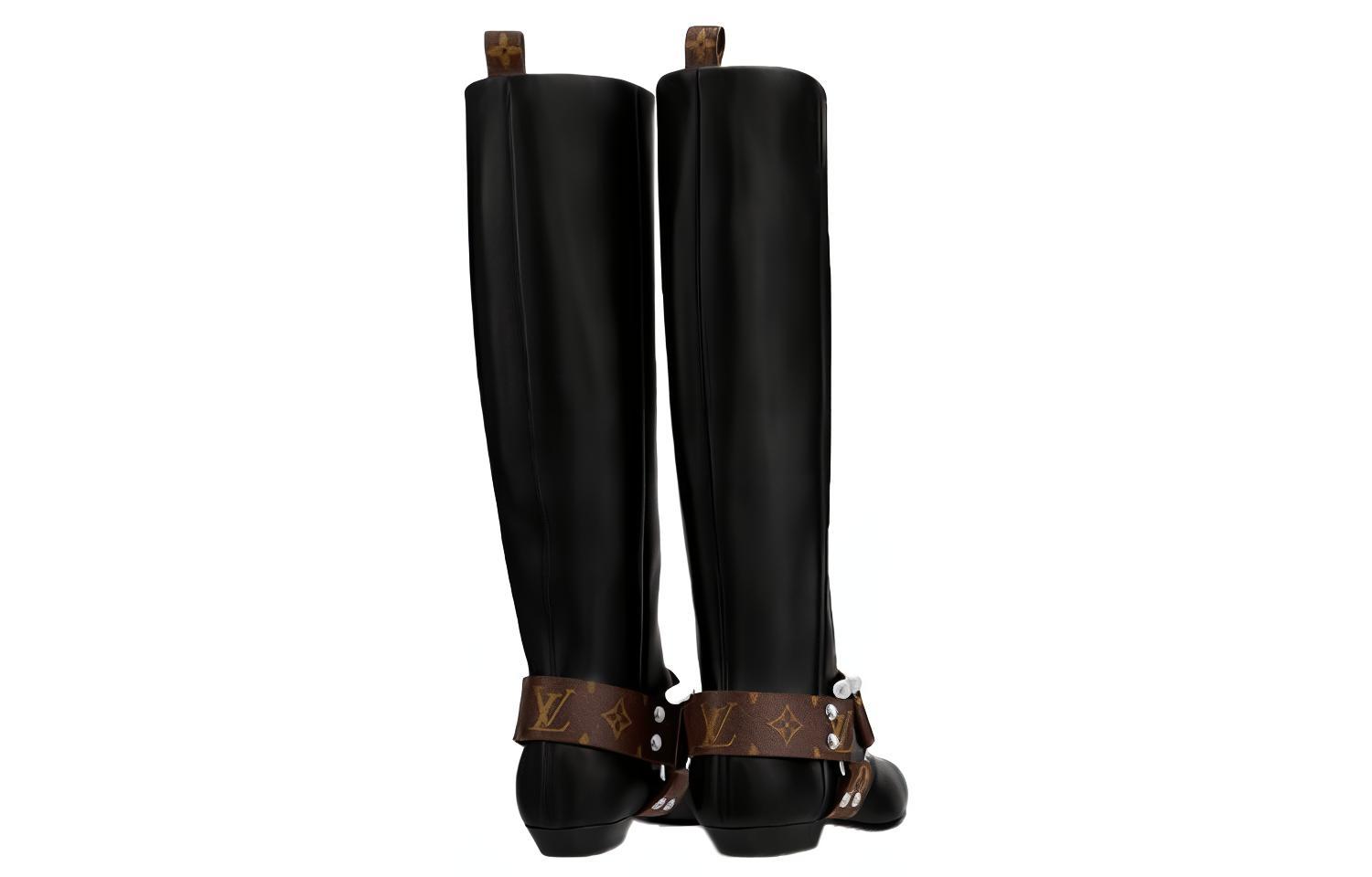 Shop (W) Bottes Hautes Louis Vuitton Rhapsody ''Noires avec Ceinture Marron'' 1A5STD