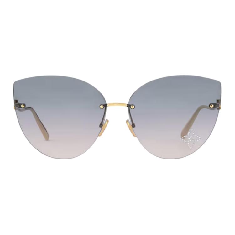 (Women) Louis Vuitton Rimless Metal Cat-Eye Sunglasses Women’s Gold Z2827U