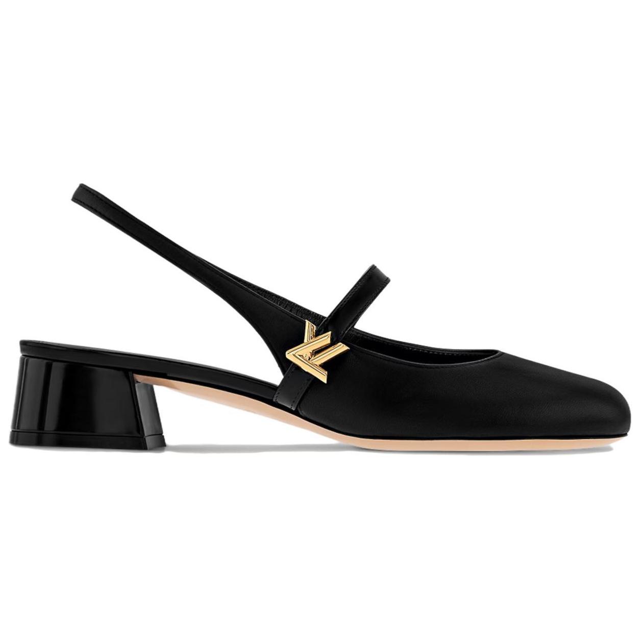 Order 路易威登 Romy 圓頭露跟 粗跟 高跟鞋 3.5cm 女款 黑色