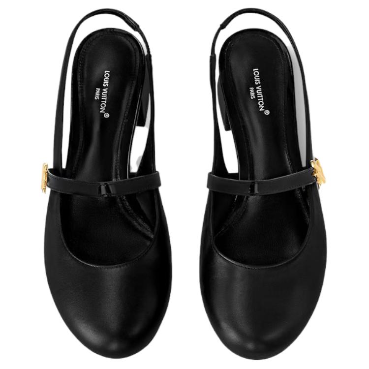 Shop (Women) Louis Vuitton Romy 'Black Round Toe Block Heel Mules' 1ACUQU