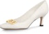 (W) Louis Vuitton Rotary 'White Calfskin Slip-On Stiletto' Tumit Tinggi Kulit Putih. 1AAE2X