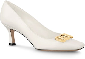 (W) Louis Vuitton Rotary 'White Calfskin Slip-On Stiletto' Tumit Tinggi Kulit Putih. 1AAE2X Order (W) Louis Vuitton Rotary 'White Calfskin Slip-On Stiletto' Tumit Tinggi Kulit Putih. 1AAE2X