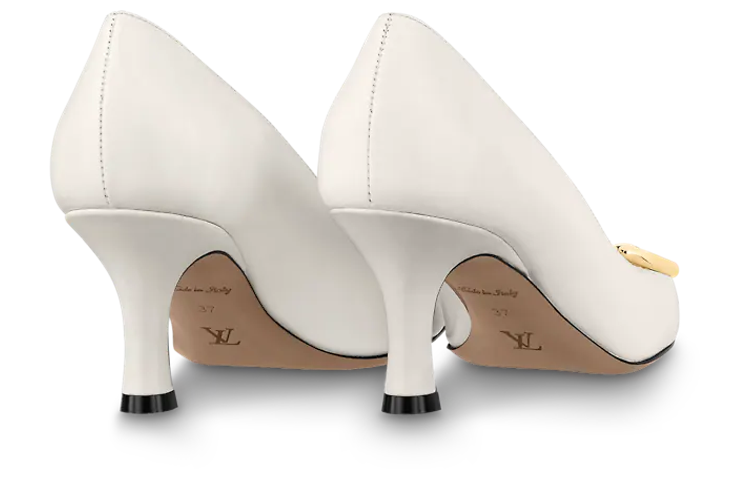 Shop (W) Louis Vuitton Rotary 'Slip-On Stiletto Kulit Anak Sapi Putih' 1AAE2X