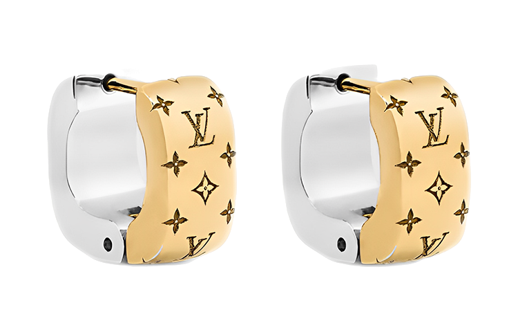 (Women) Louis Vuitton Round Patchwork Palladium Gold Earrings for Women. M00397 圖 2