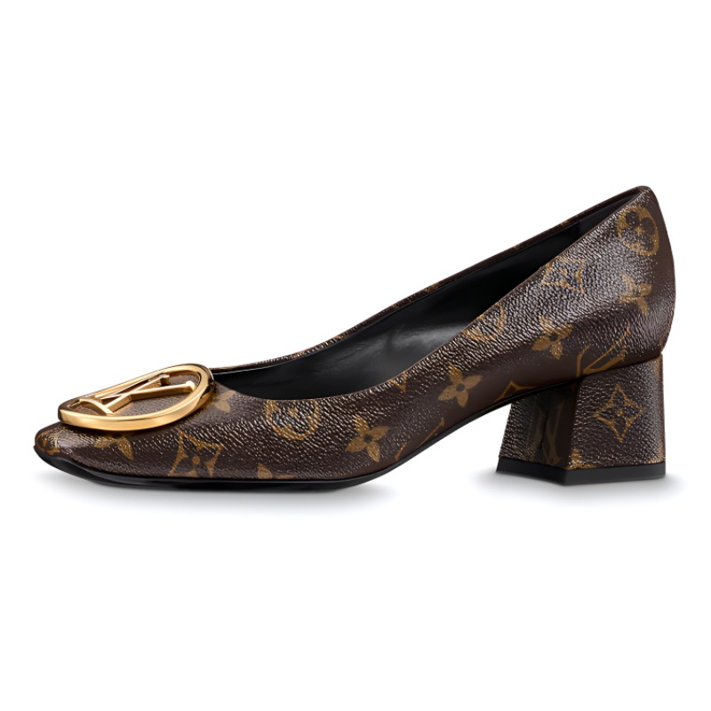(Women) Louis Vuitton Round Toe Block Heel Pumps 'Brown' 1A3NZG