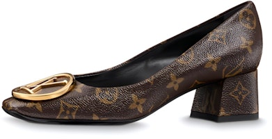 (Women) Louis Vuitton Round Toe Block Heel Pumps 'Brown' 1A3NZG (Women) Louis Vuitton Round Toe Block Heel Pumps 'Brown' 1A3NZG