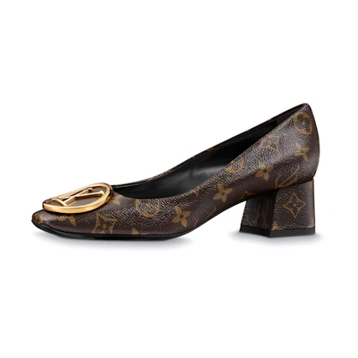 (W) LV Round Toe Block Heel Pumps 'Brown'