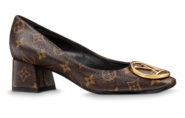 Order (W) 루이비통 브라운 라운드토 블록힐 펌프스 1A3NZG