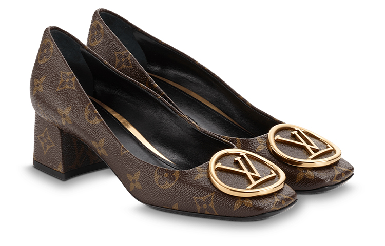Lookbook (W) 루이비통 브라운 라운드토 블록힐 펌프스 1A3NZG
