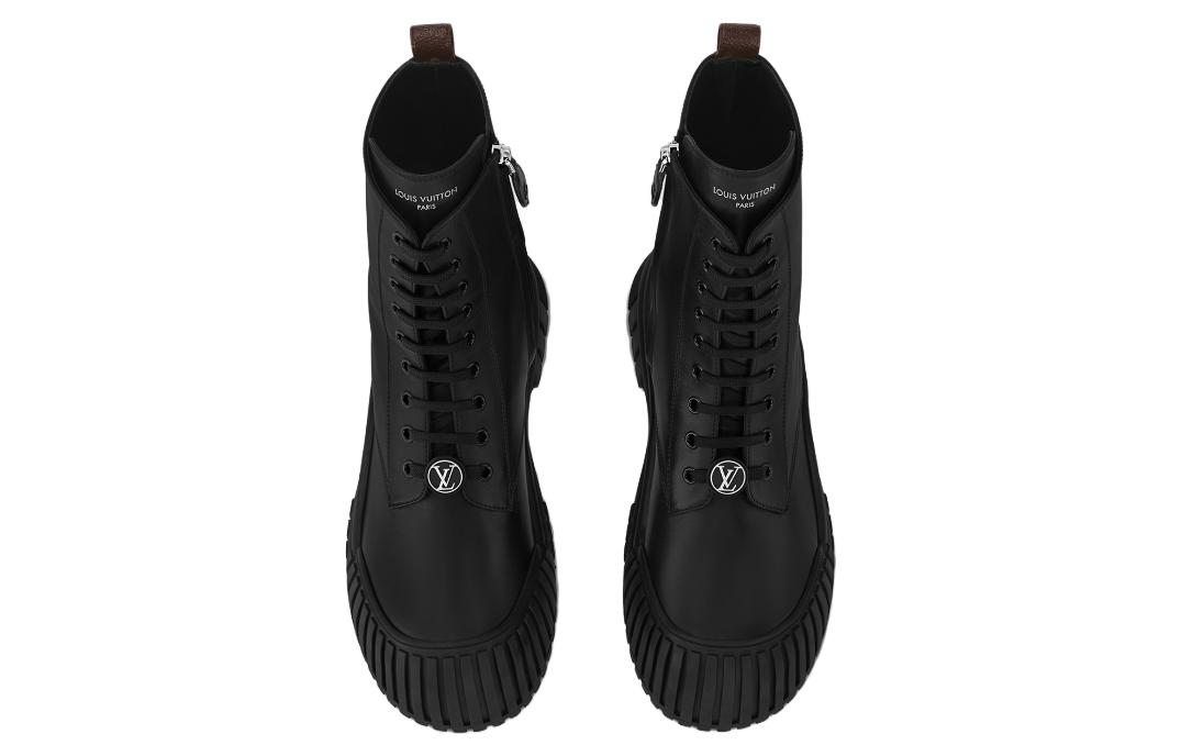 Lookbook 路易威登（Louis Vuitton）Ruby 牛皮革 系帶潮流短靴 女款 黑色