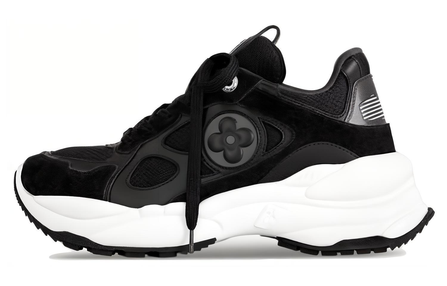 (Women) Louis Vuitton Run 55 'Black Leather Low-Top Comfort' 1ACGOK