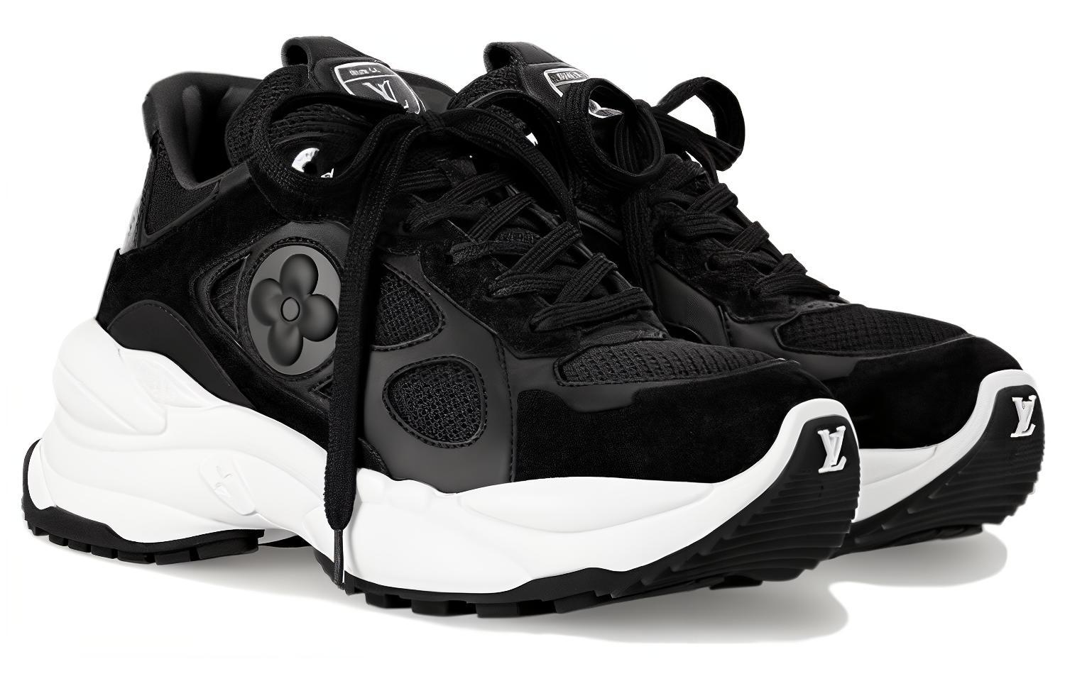 Lookbook (W) Louis Vuitton Run 55 ''Schwarzes Leder Low-Top Komfort'' 1ACGOK