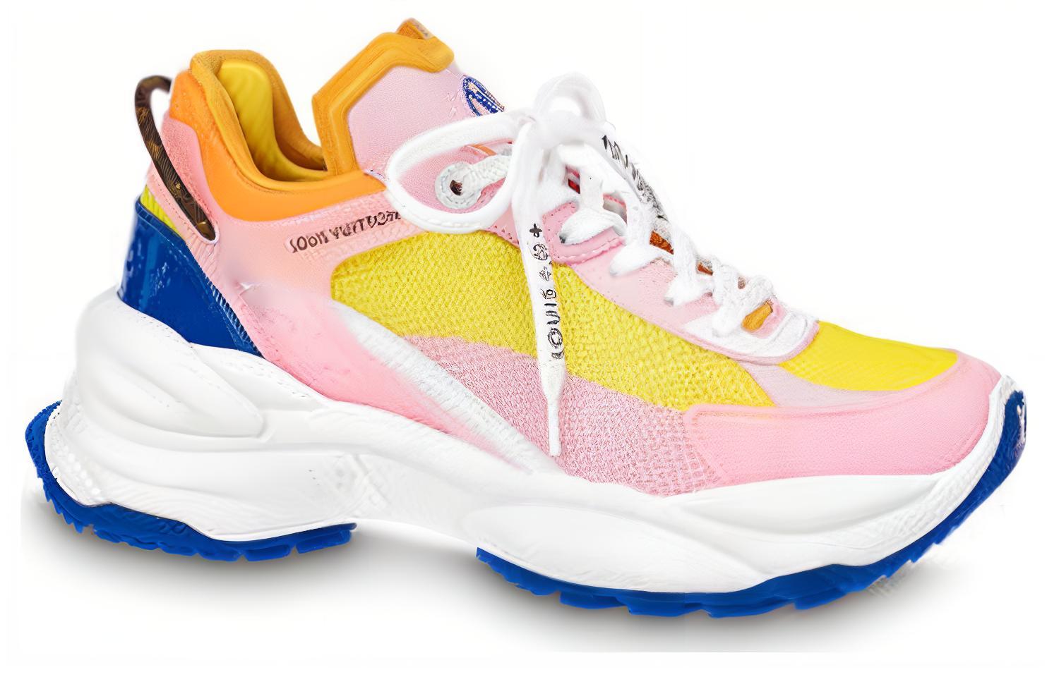 Order (W) Sepatu Louis Vuitton Run 55 'Kuning Pink' 1AAP55