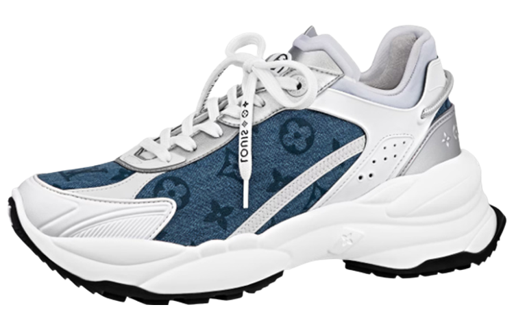 (Women) Louis Vuitton Run 55 Sneakers 'Denim Monogram Silver' 1ABHQJ