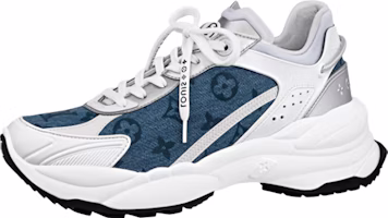 (Women) Louis Vuitton Run 55 Sneakers 'Denim Monogram Silver' 1ABHQJ (Women) Louis Vuitton Run 55 Sneakers 'Denim Monogram Silver' 1ABHQJ