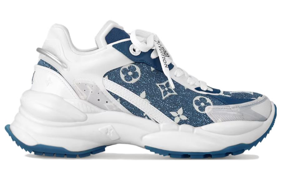 Order (W) Louis Vuitton Run 55 Sneakers 'Denim Monogram dengan Kelabu Putih' 1AC27W