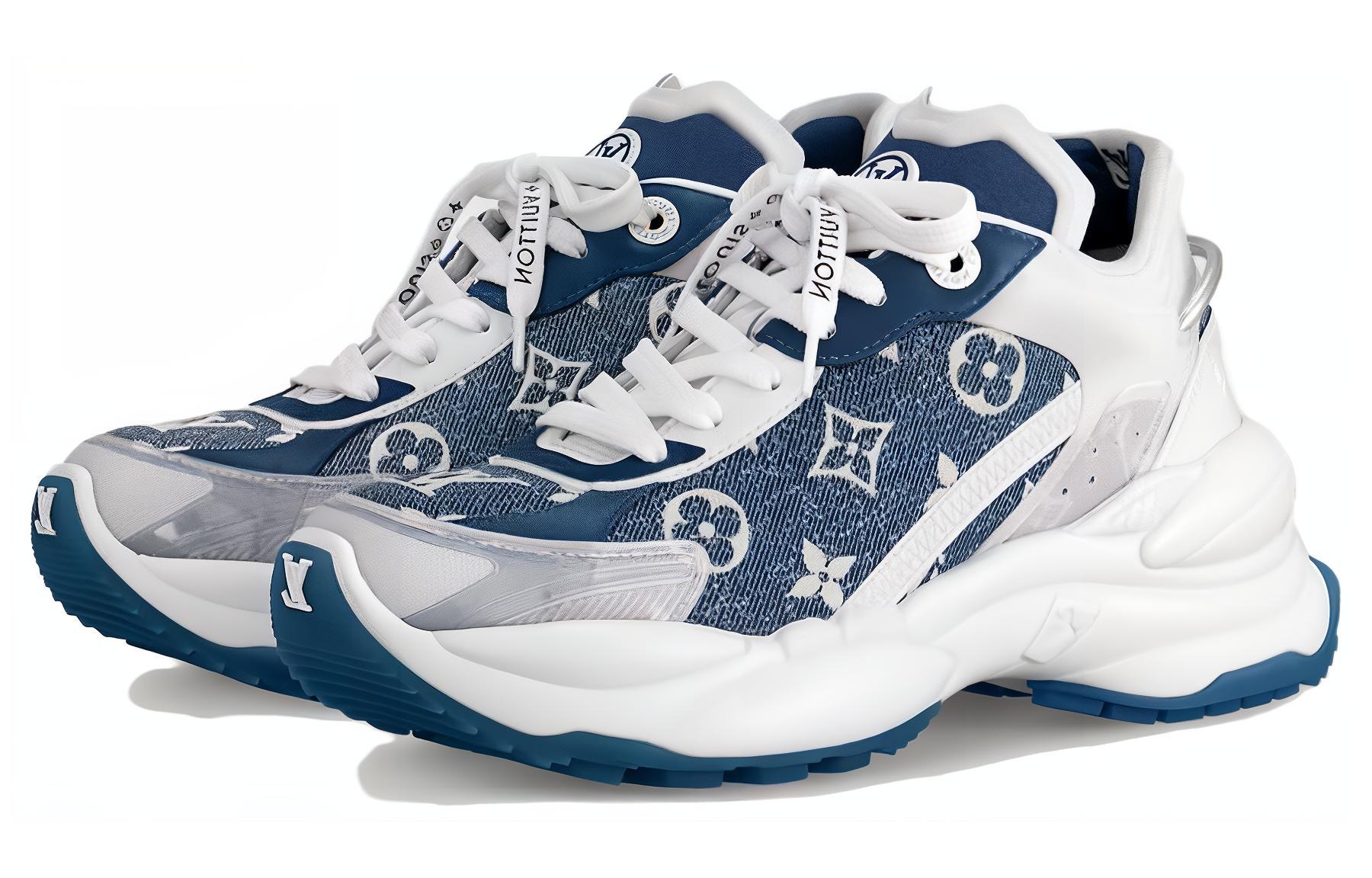 Lookbook (W) Louis Vuitton Run 55 Sneakers 'Denim Monogram dengan Kelabu Putih' 1AC27W