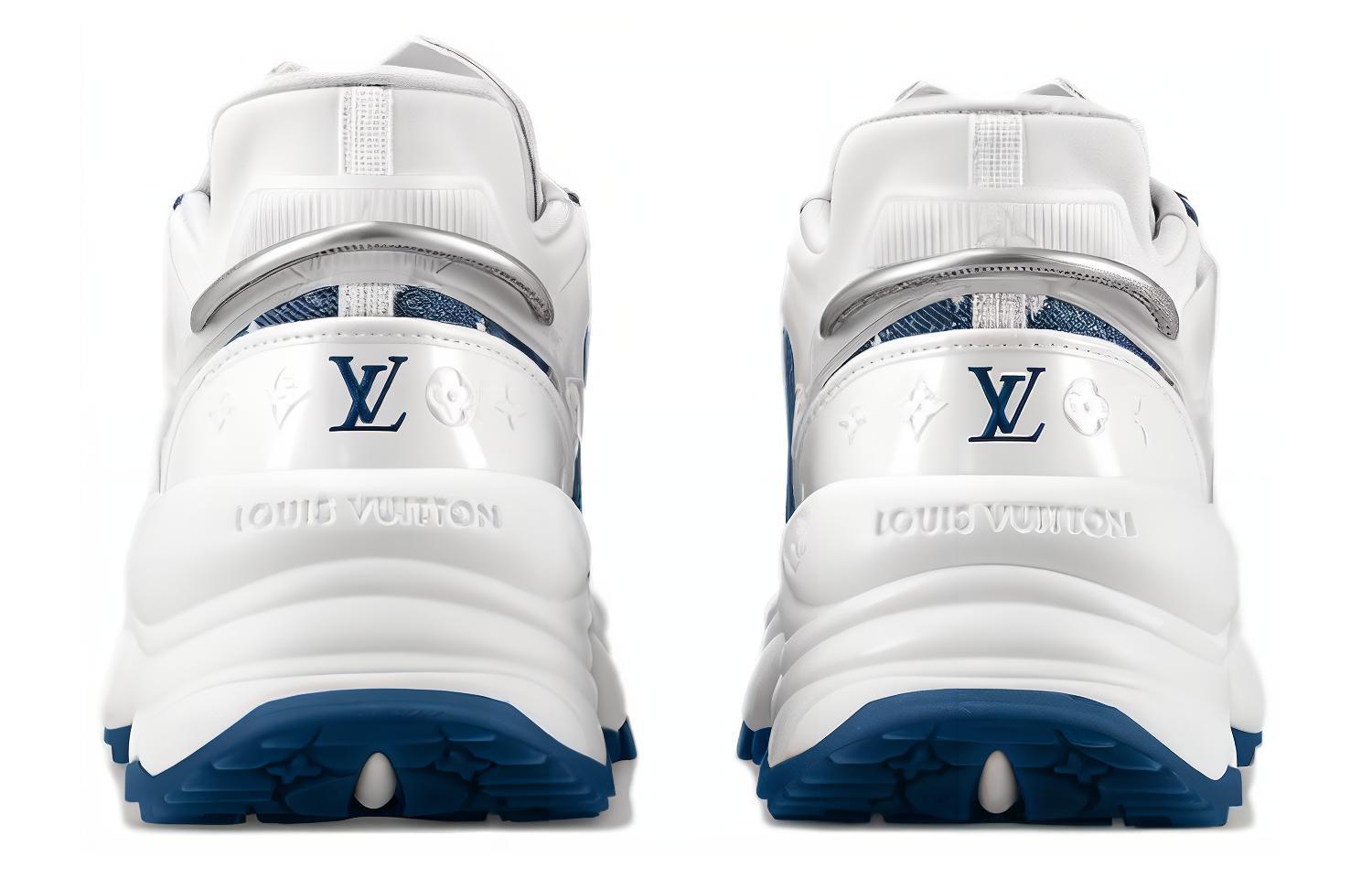 Purchase (W) Louis Vuitton Run 55 Sneakers 'Denim Monogram dengan Kelabu Putih' 1AC27W