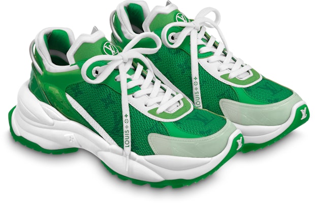 LOUIS VUITTON Run 55 皮革網布 繫帶 防滑 低筒 運動休閒鞋 女款 綠白 Order LOUIS VUITTON Run 55 皮革網布 繫帶 防滑 低筒 運動休閒鞋 女款 綠白