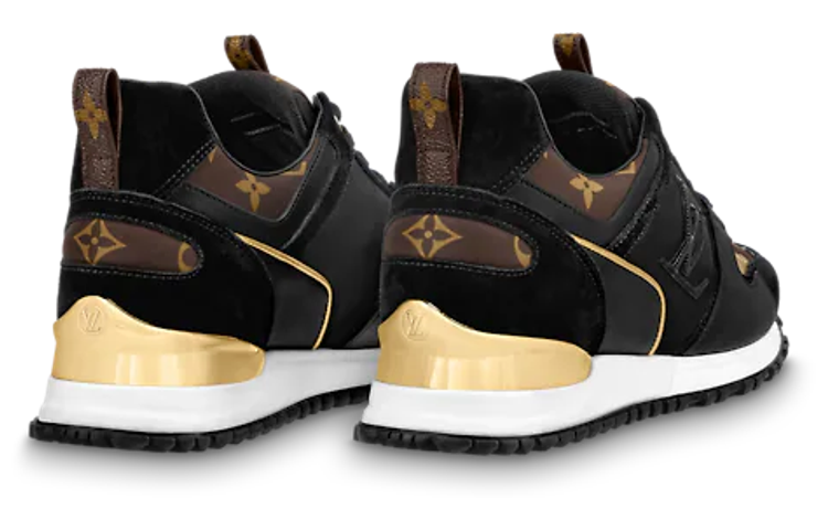 Shop (W) 루이비통 런 어웨이 스니커즈 (블랙/브라운 모노그램) 1AAP39