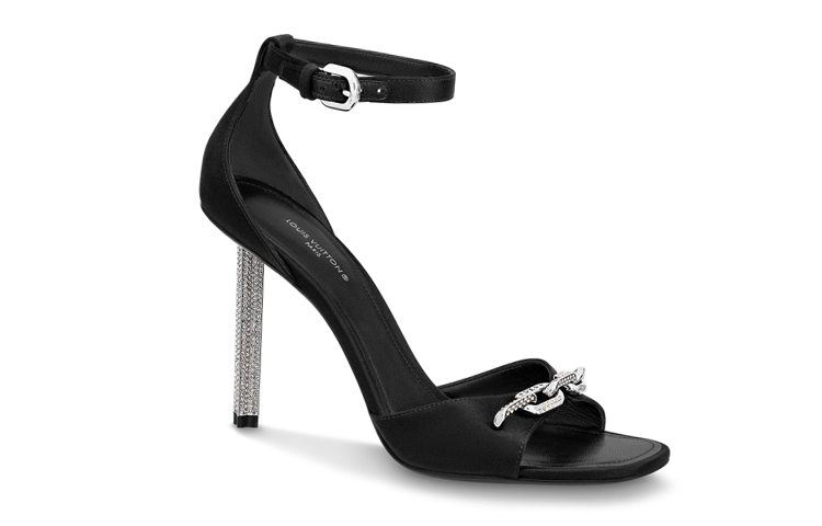 (W) LV Satin 'Artificial Diamond Fashion Slide 10cm Black' 圖 2