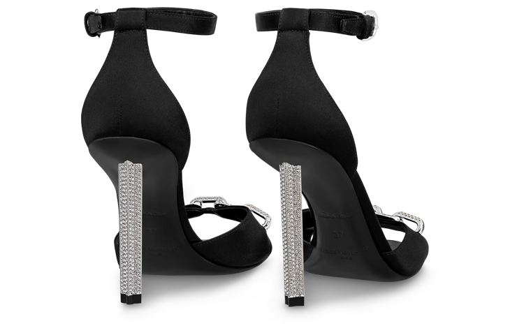 (W) LV Satin 'Artificial Diamond Fashion Slide 10cm Black' 圖 4