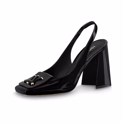 (W) LV Shake 'Black Buckle Block Heel'
