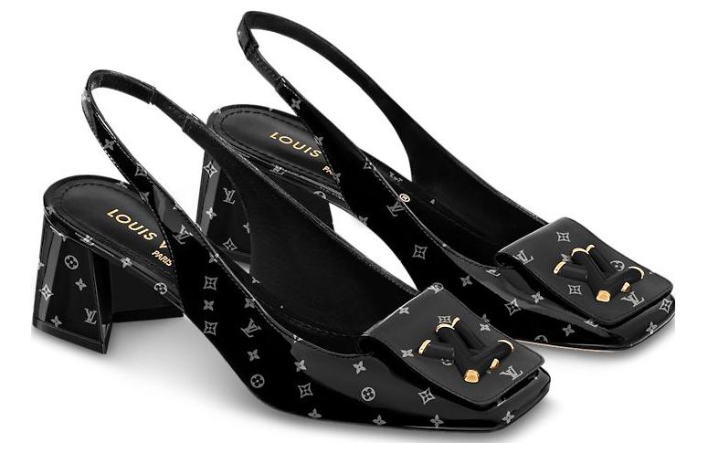 Lookbook (W) Louis Vuitton Shake 'Sepatu Hitam Block Heel Kenyamanan'. 1ABIKG