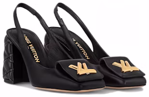 Lookbook LOUIS VUITTON Shake 羊皮 方頭套腳 粗跟 高跟鞋 8.5cm 女款 黑色