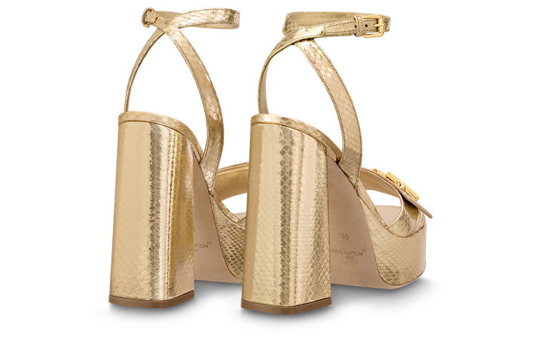 Shop (W) ルイ・ヴィトン シェイク ゴールドバックル ブロックヒール 1ABOOH