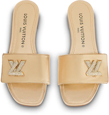 (Women) Louis Vuitton Shake 'Gold Leather Peep Toe Slide' 1AB2R7 Shop (Women) Louis Vuitton Shake 'Gold Leather Peep Toe Slide' 1AB2R7