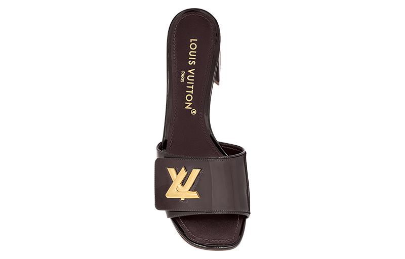 Shop (W) Louis Vuitton Shake ''Leder Komfort Mode Peep-Toe Slide'' Schwarz 1ABIDW