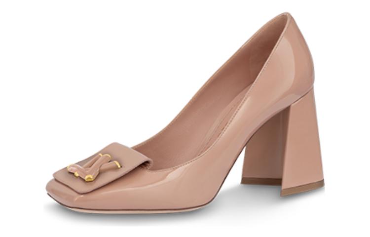 Buy LOUIS VUITTON 搖擺 皮革 時尚舒適 粗跟 高筒鞋 8.5cm 女款 裸粉色