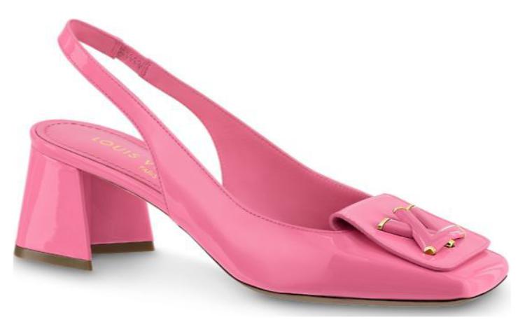 Lookbook LOUIS VUITTON 震動 漆皮 套穿 粗跟 高跟鞋 女款 粉紅色