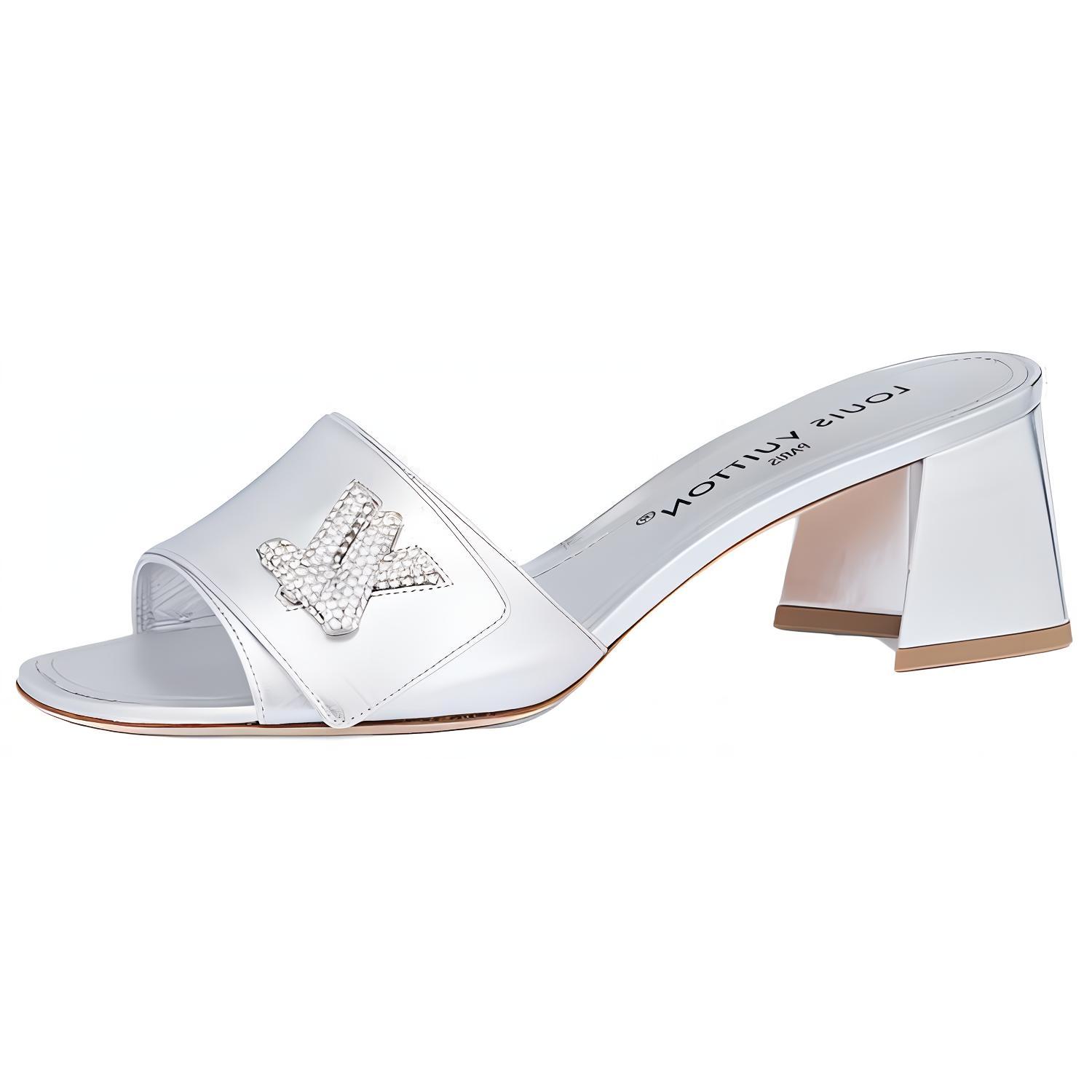 (Women) Louis Vuitton Shake 'Silver Open-Toe Slide' 1AB2OP