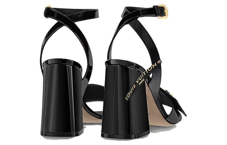 Shop (W) Louis Vuitton Shake ''Zwart met Goudkleurige Gladde Patent Gesp'' Sandalen 1AB2MQ