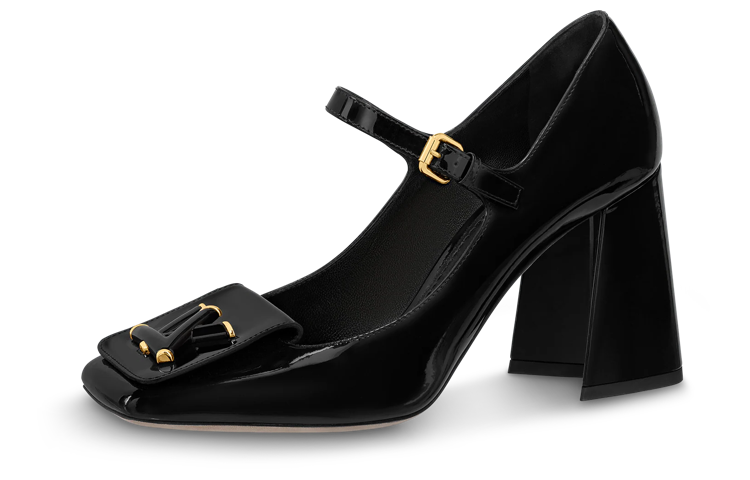 (Women) Louis Vuitton Shake Black 'Patent Buckle Mary Jane Block Heel' 1ABUOZ