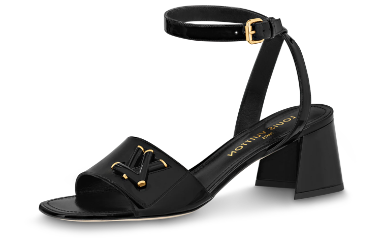 (Women) Louis Vuitton Shake Calfskin 'Block Heel Fashion Slides' Black 1ABVU8