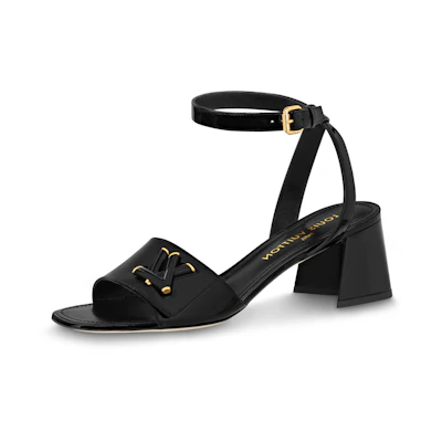 (W) LV Shake Calfskin 'Block Heel Fashion Slides' Black