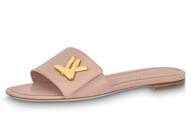 (Women) Louis Vuitton Shake Leather Square-Toe Slide Sandal 'Pink' 1ABIEQ